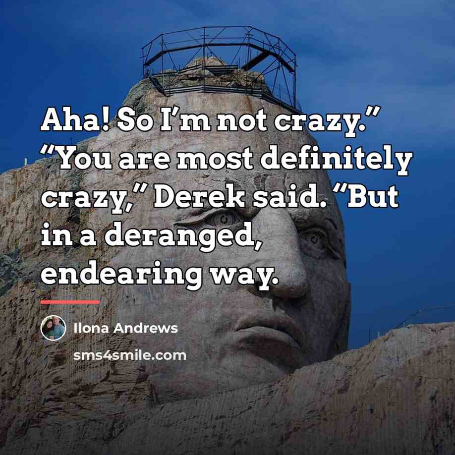 “Aha! So I’m not crazy.” “You are most definitely crazy,”…” quote by Ilona Andrews