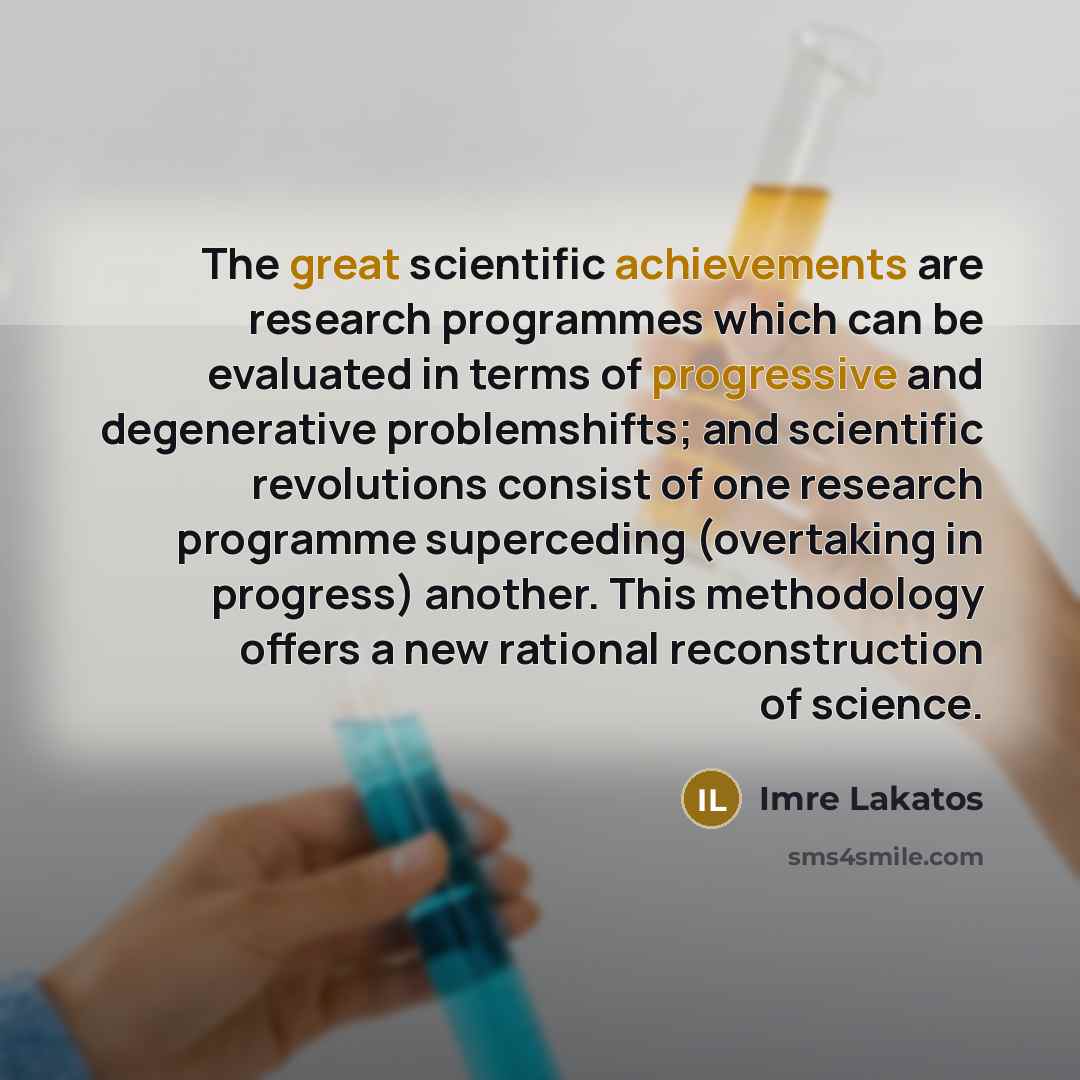“The great scientific achievements are research programmes which can be…” quote by Imre Lakatos