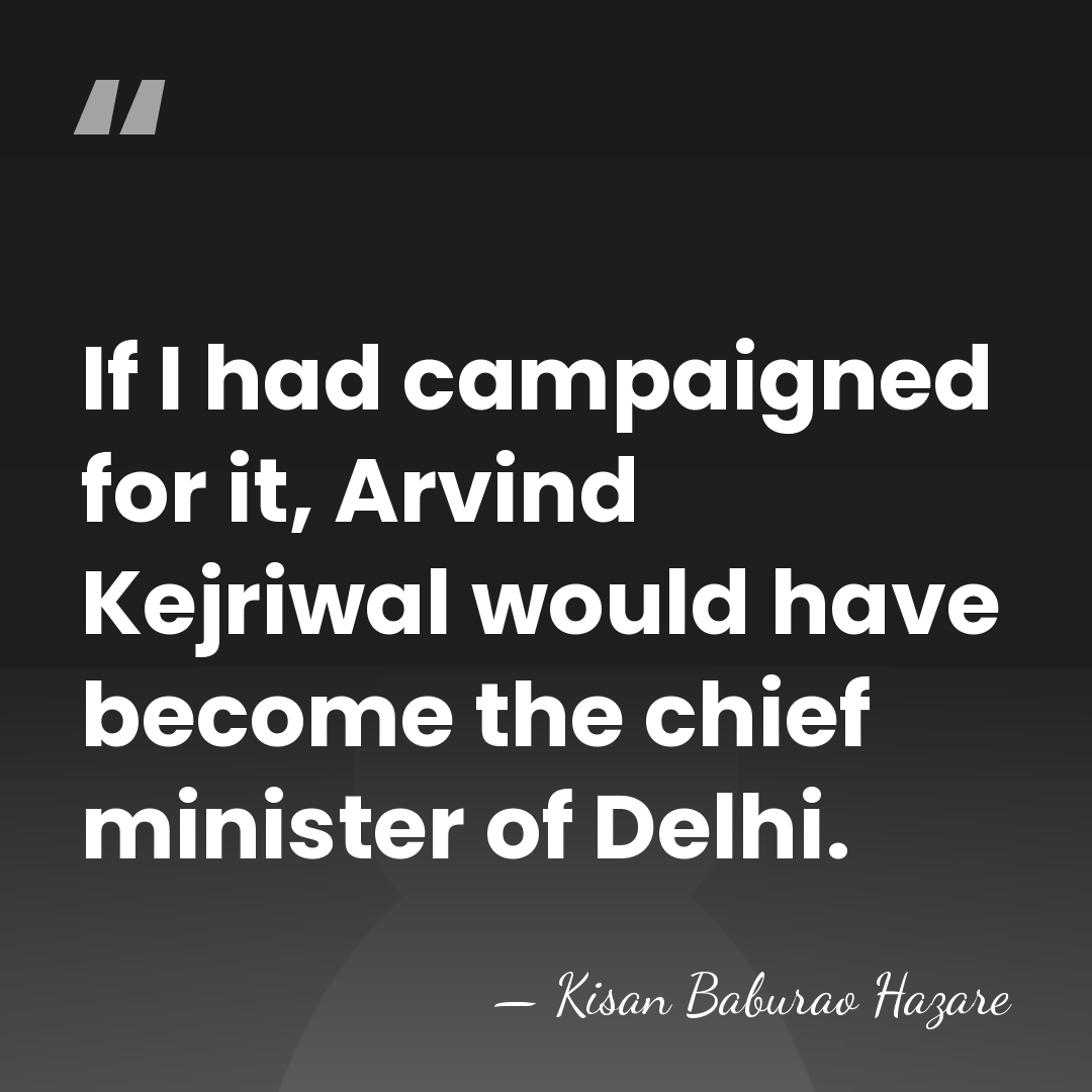 If I had campaigned for it, Arvind Kejriwal would have become the&hellip; - Kisan Baburao Hazare