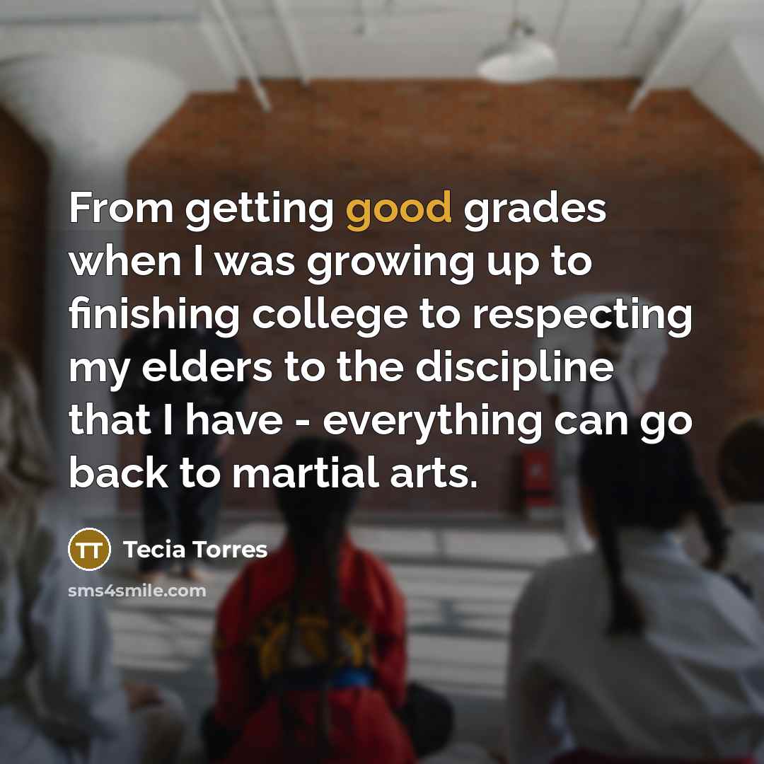 “From getting good grades when I was growing up to…” quote by Tecia Torres
