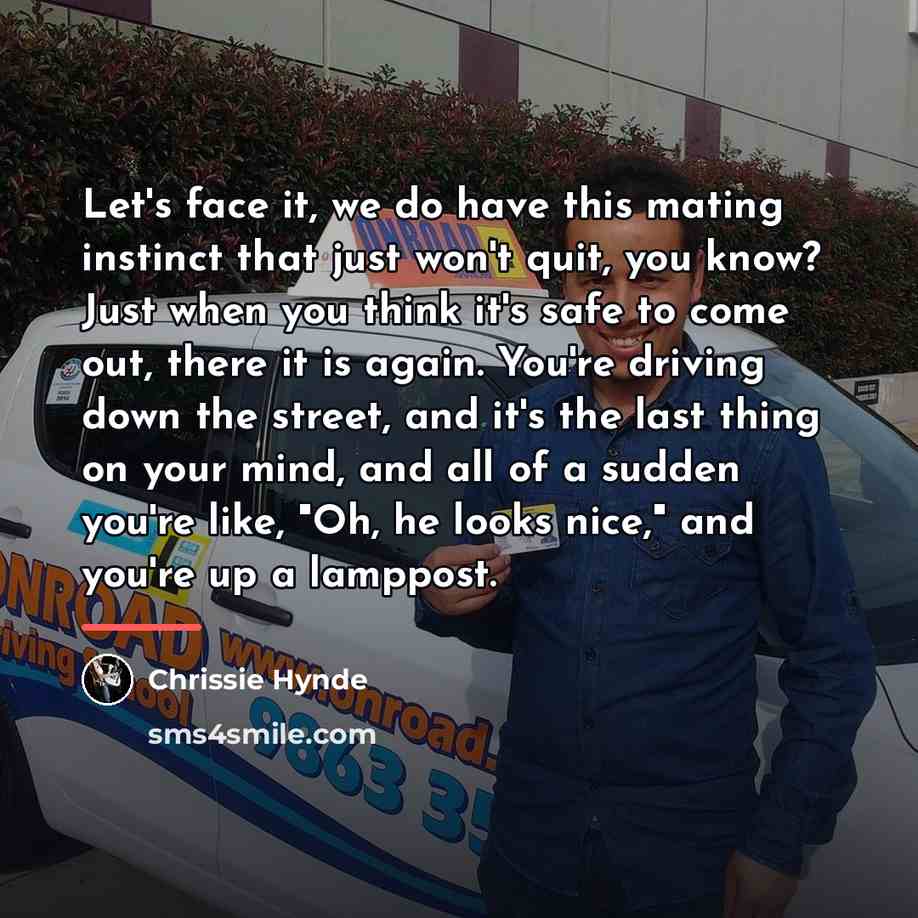 “Let's face it, we do have this mating instinct that…” quote by Chrissie Hynde