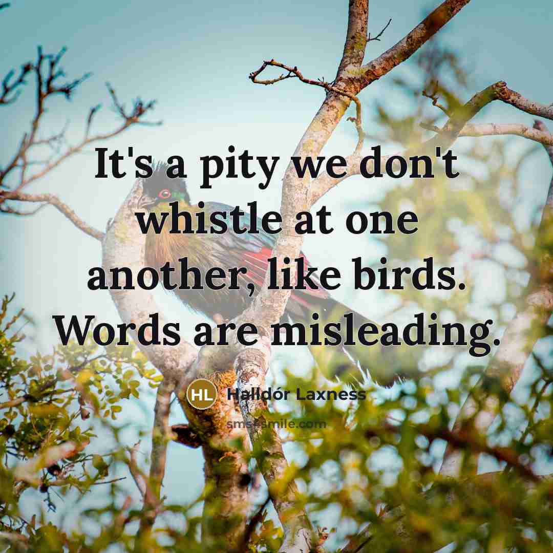 “It's a pity we don't whistle at one another, like…” quote by Halldór Laxness