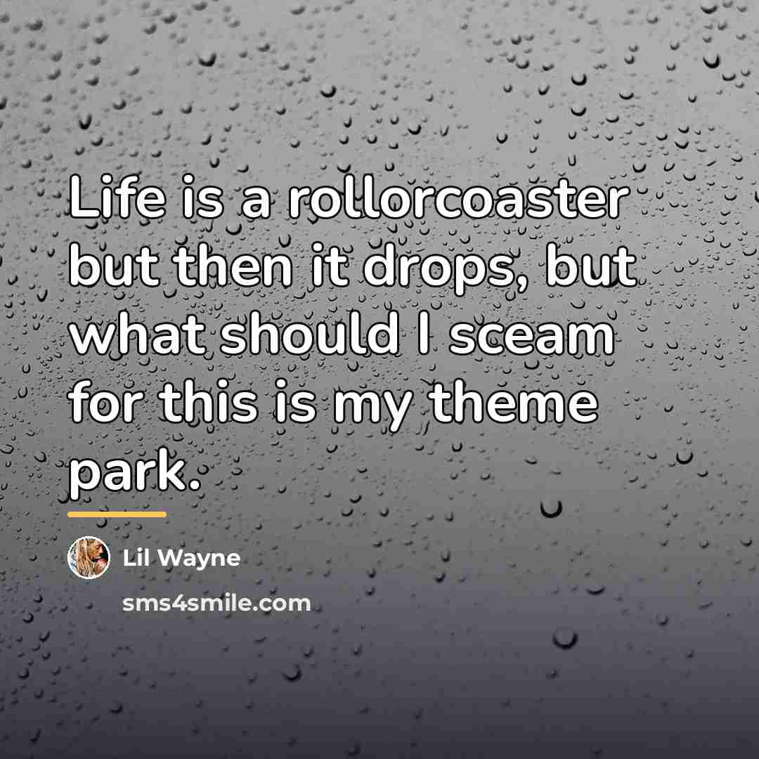 “Life is a rollorcoaster but then it drops, but what…” quote by Lil Wayne
