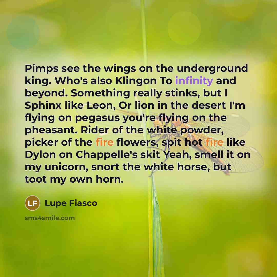 “Pimps see the wings on the underground king. Who's also…” quote by Lupe Fiasco