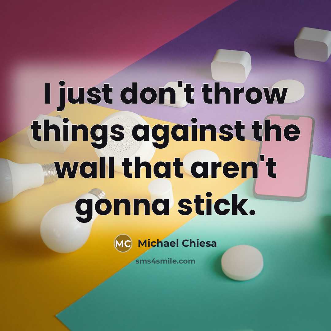 “I just don't throw things against the wall that aren't…” quote by Michael Chiesa