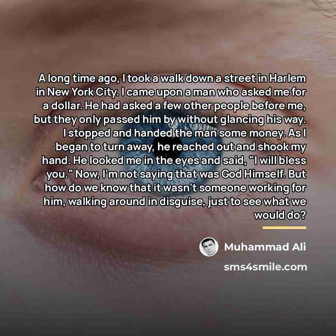 “A long time ago, I took a walk down a…” quote by Muhammad Ali