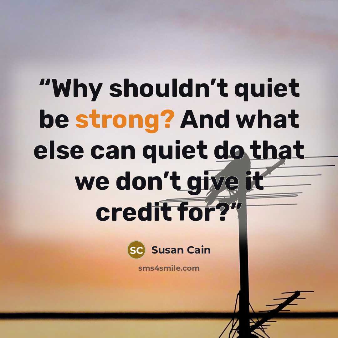 “Why shouldn’t quiet be strong? And what else can quiet do that we don’t give it credit for?” quote by Susan Cain