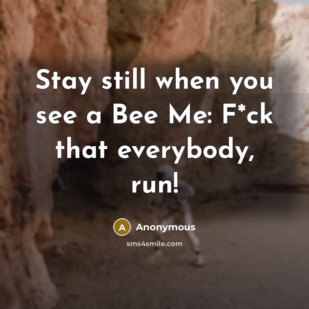 “Stay still when you see a Bee Me: F*ck that…” quote by Anonymous