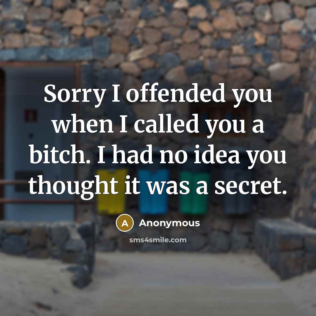 “Sorry I offended you when I called you a bitch.…” quote by Anonymous