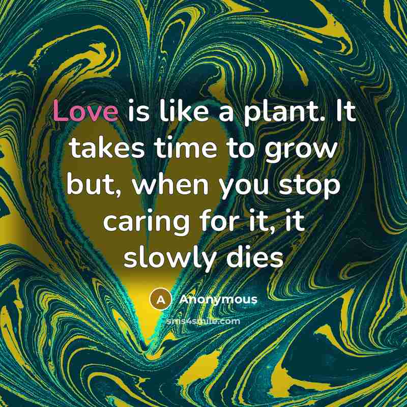 “Love is like a plant. It takes time to grow…” quote by Anonymous
