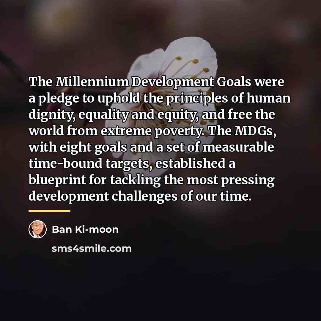 “The Millennium Development Goals were a pledge to uphold the…” quote by Ban Ki-moon