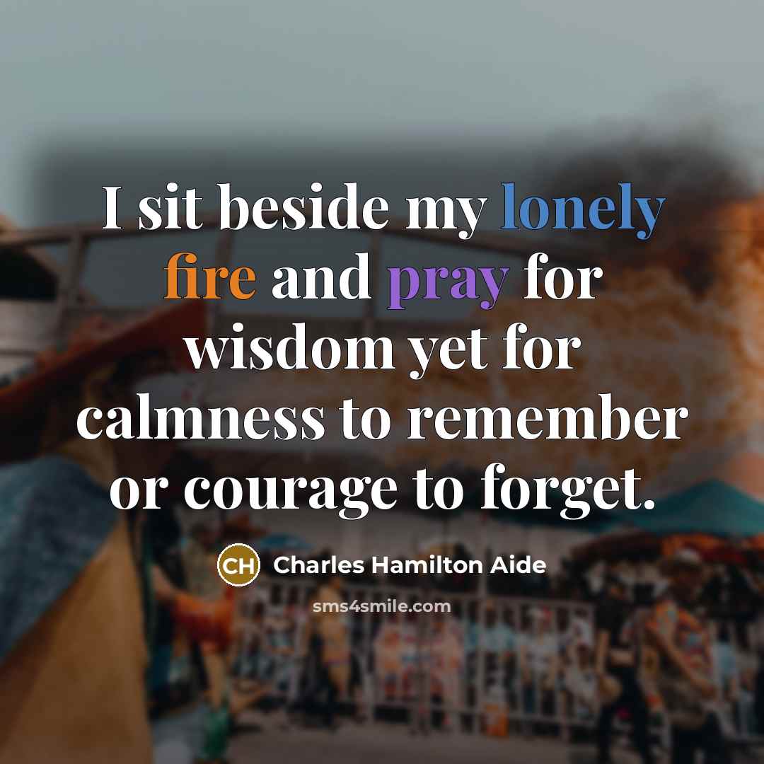 “I sit beside my lonely fire and pray for wisdom…” quote by Charles Hamilton Aide
