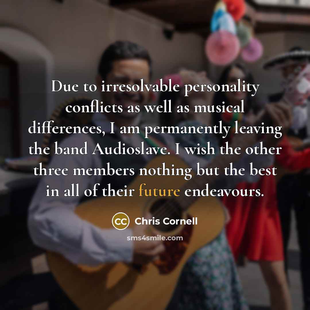 “Due to irresolvable personality conflicts as well as musical differences,…” quote by Chris Cornell