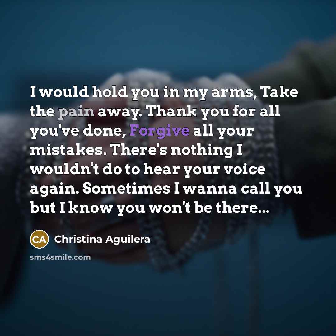 “I would hold you in my arms, Take the pain…” quote by Christina Aguilera
