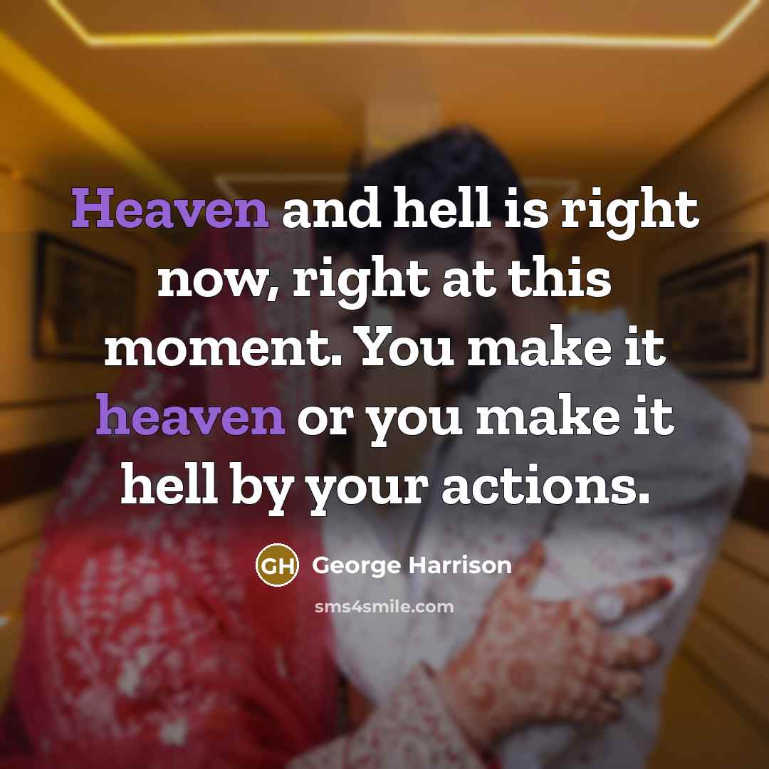 “Heaven and hell is right now, right at this moment.…” quote by George Harrison