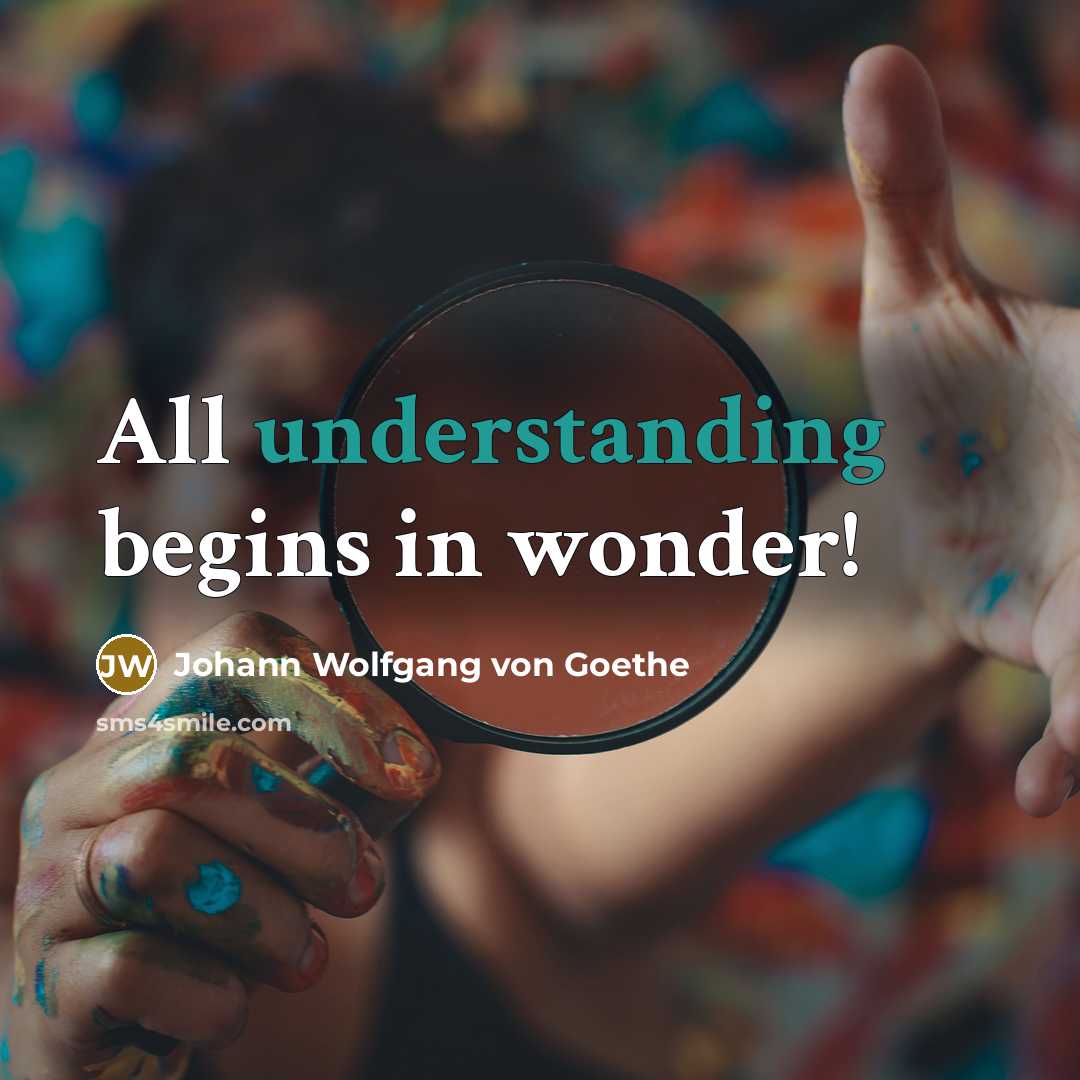 “All understanding begins in wonder!…” quote by Johann Wolfgang von Goethe