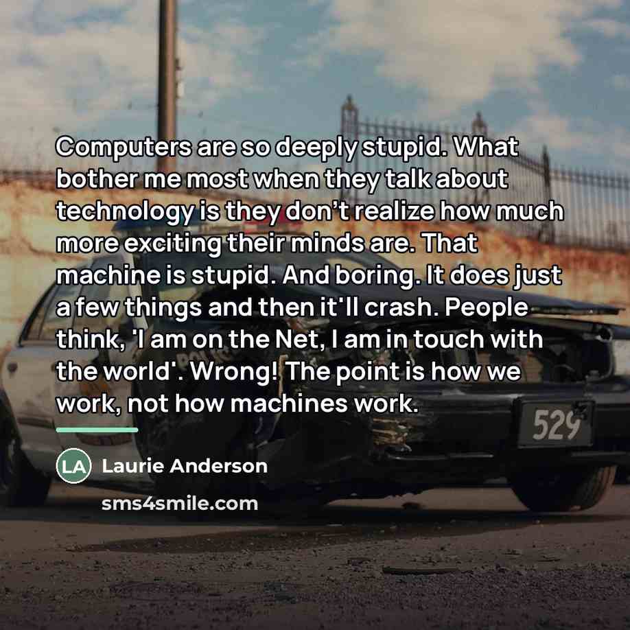 “Computers are so deeply stupid. What bother me most when…” quote by Laurie Anderson