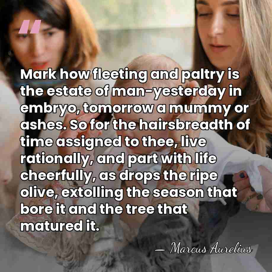 Mark how fleeting and paltry is the estate of man-yesterday in embryo,&hellip; - Marcus Aurelius