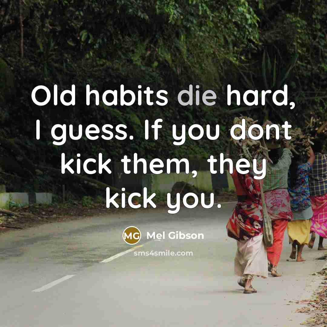 “Old habits die hard, I guess. If you dont kick…” quote by Mel Gibson