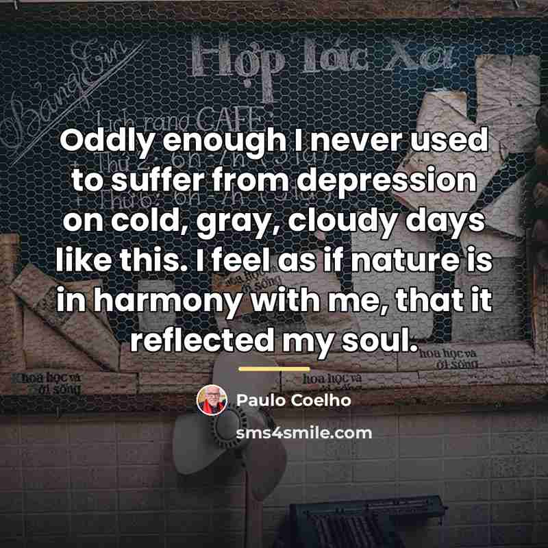 “Oddly enough I never used to suffer from depression on…” quote by Paulo Coelho