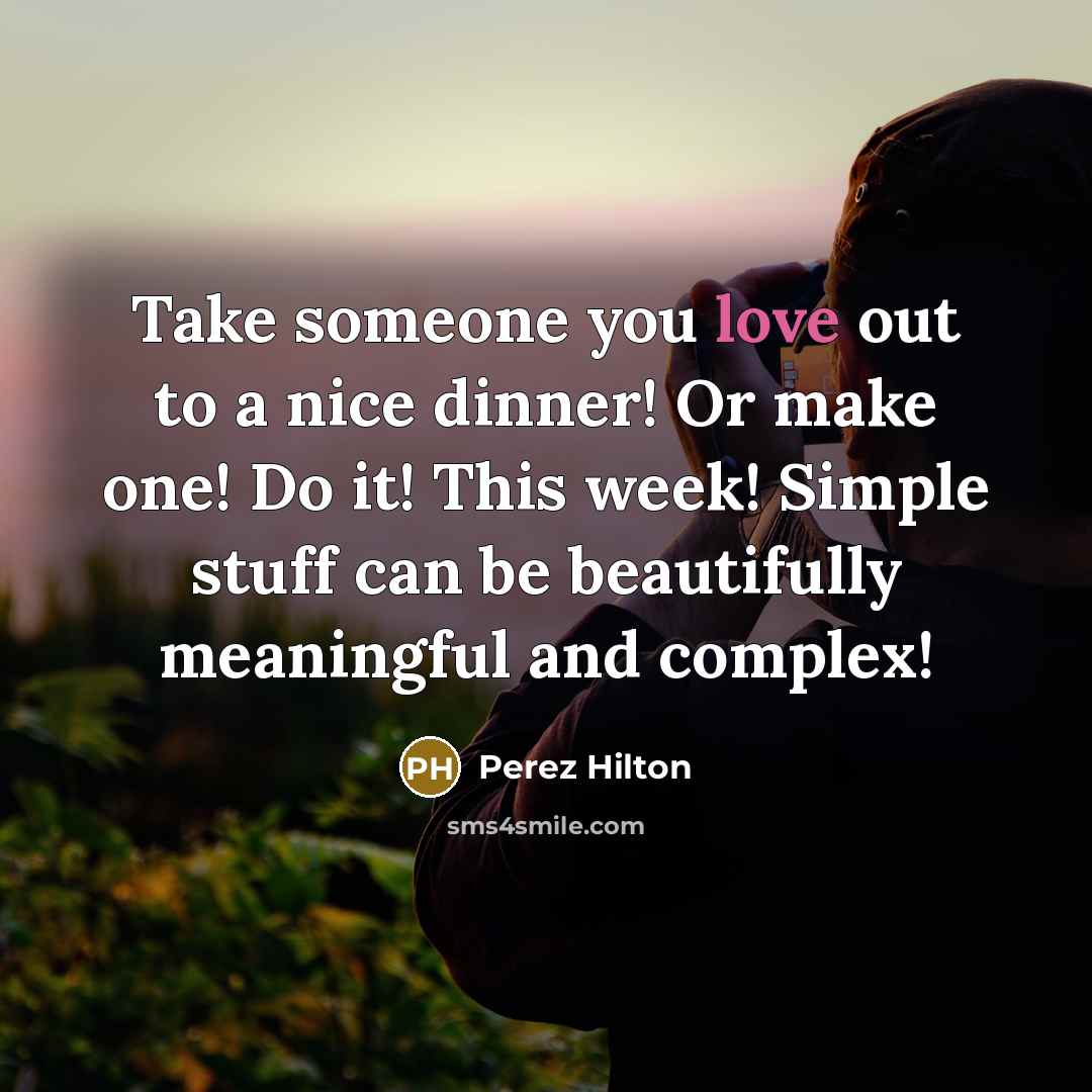 “Take someone you love out to a nice dinner! Or…” quote by Perez Hilton