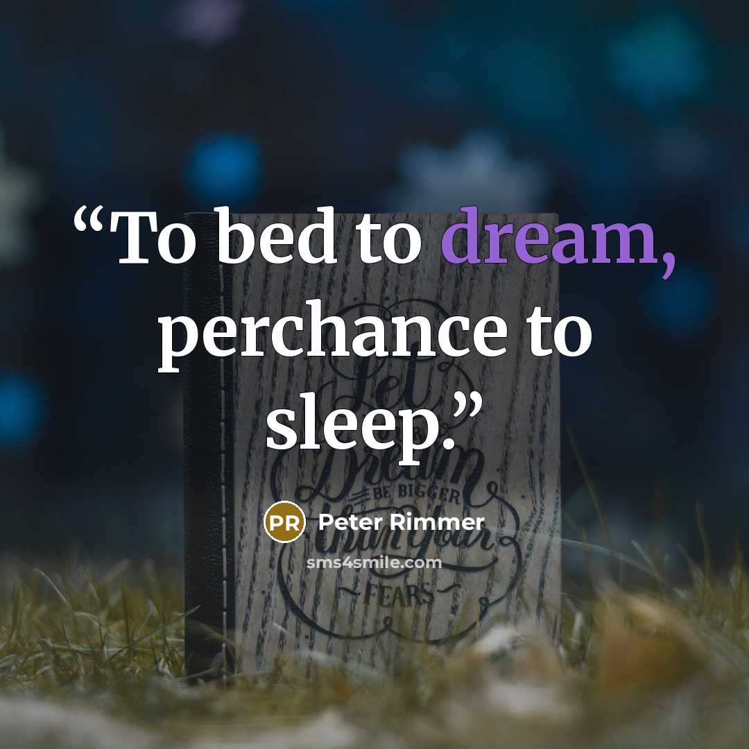 “To bed to dream, perchance to sleep.” quote by Peter Rimmer