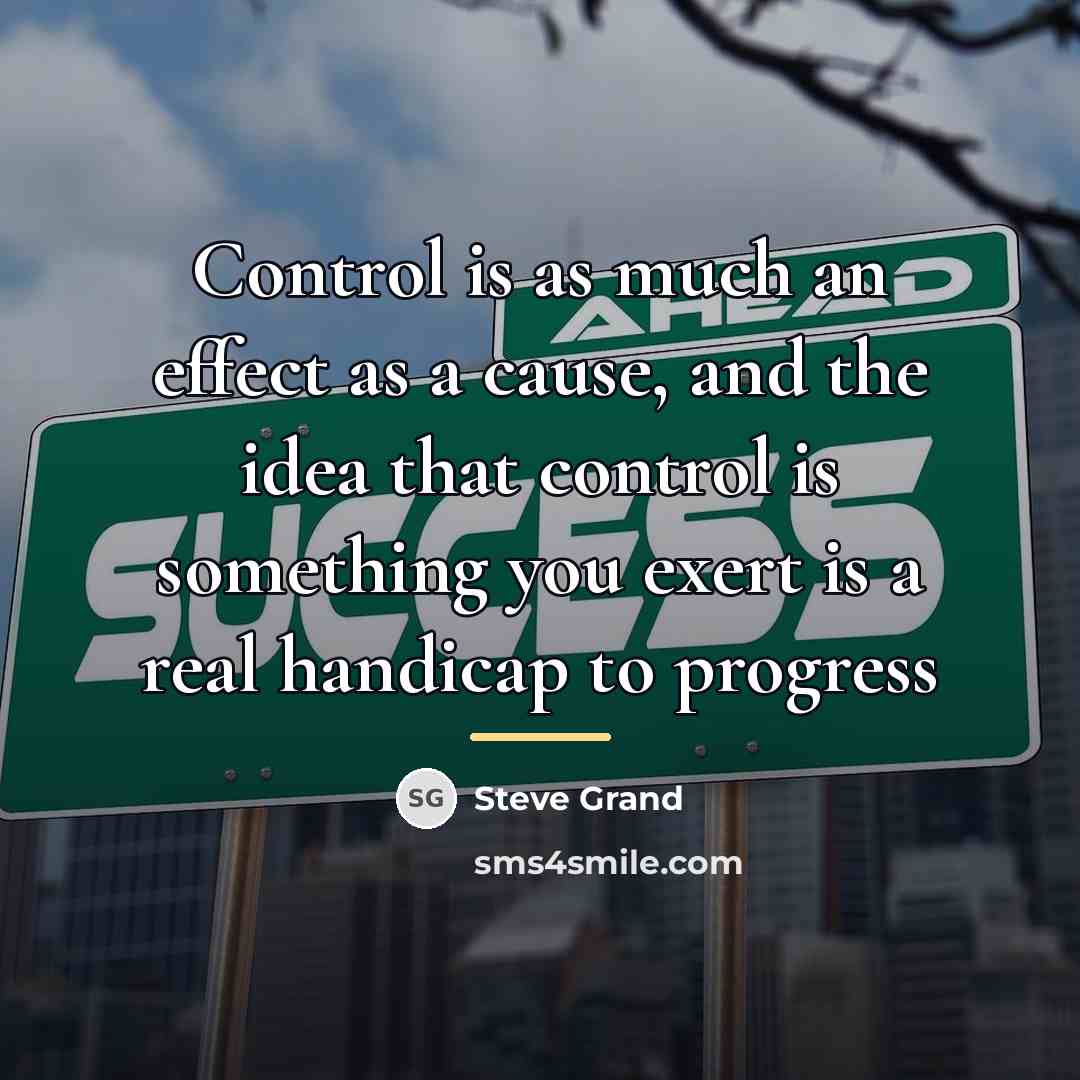 “Control is as much an effect as a cause, and…” quote by Steve Grand