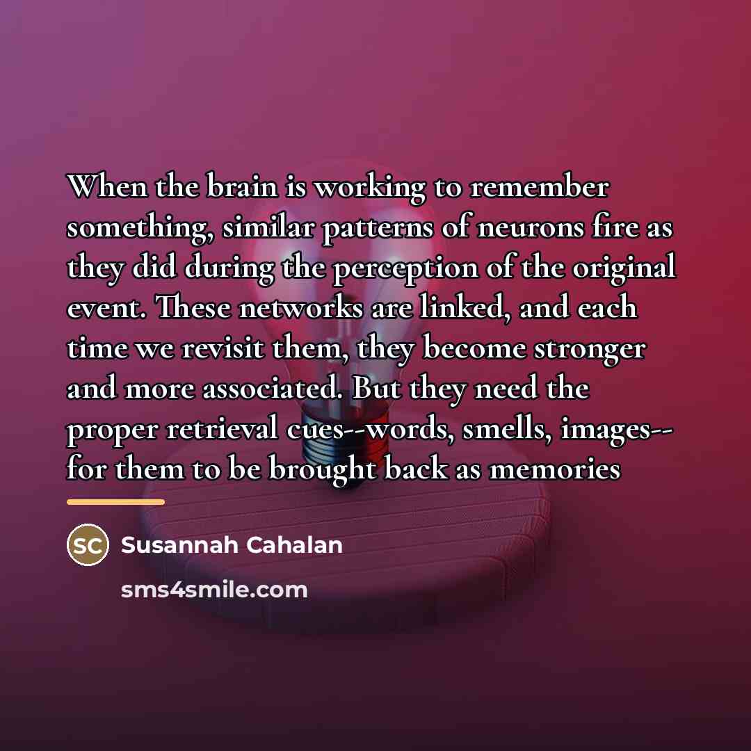 “When the brain is working to remember something, similar patterns…” quote by Susannah Cahalan