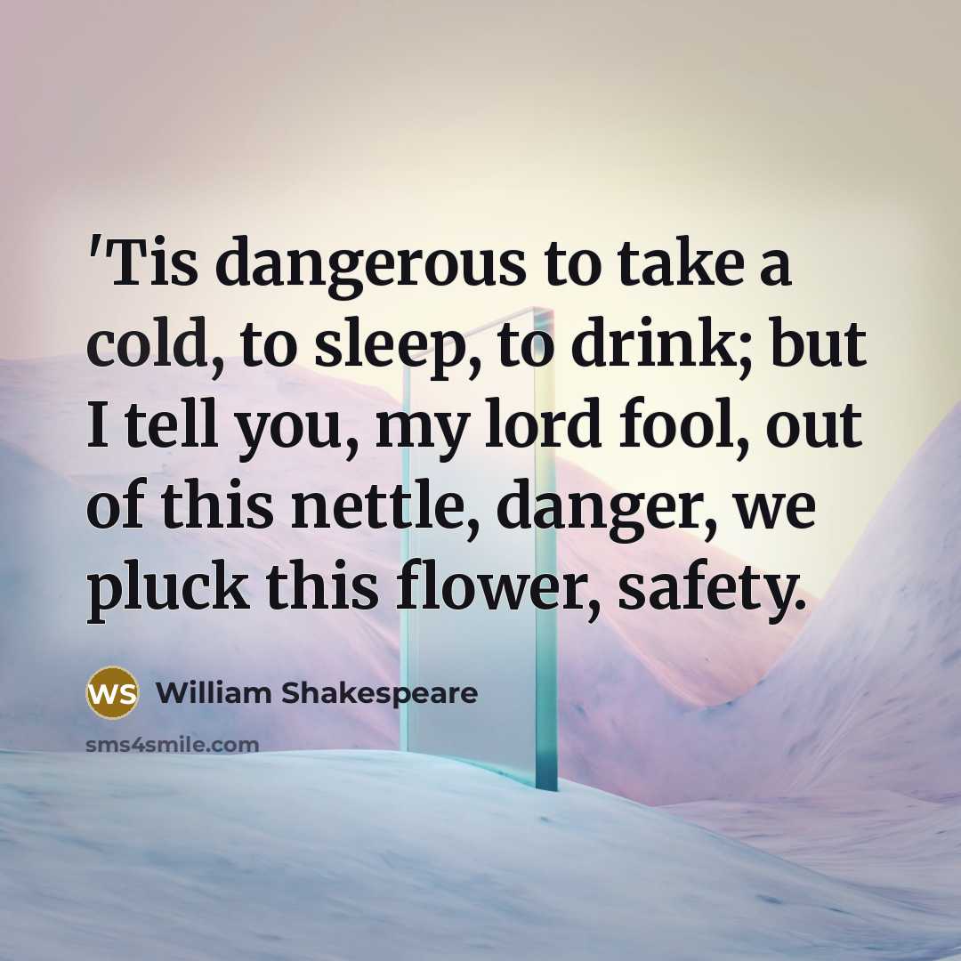 “'Tis dangerous to take a cold, to sleep, to drink;…” quote by William Shakespeare