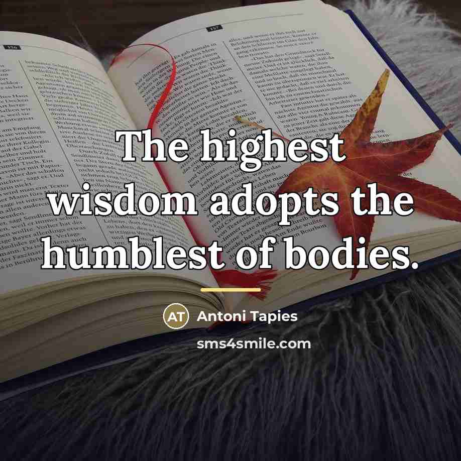 “The highest wisdom adopts the humblest of bodies.…” quote by Antoni Tapies