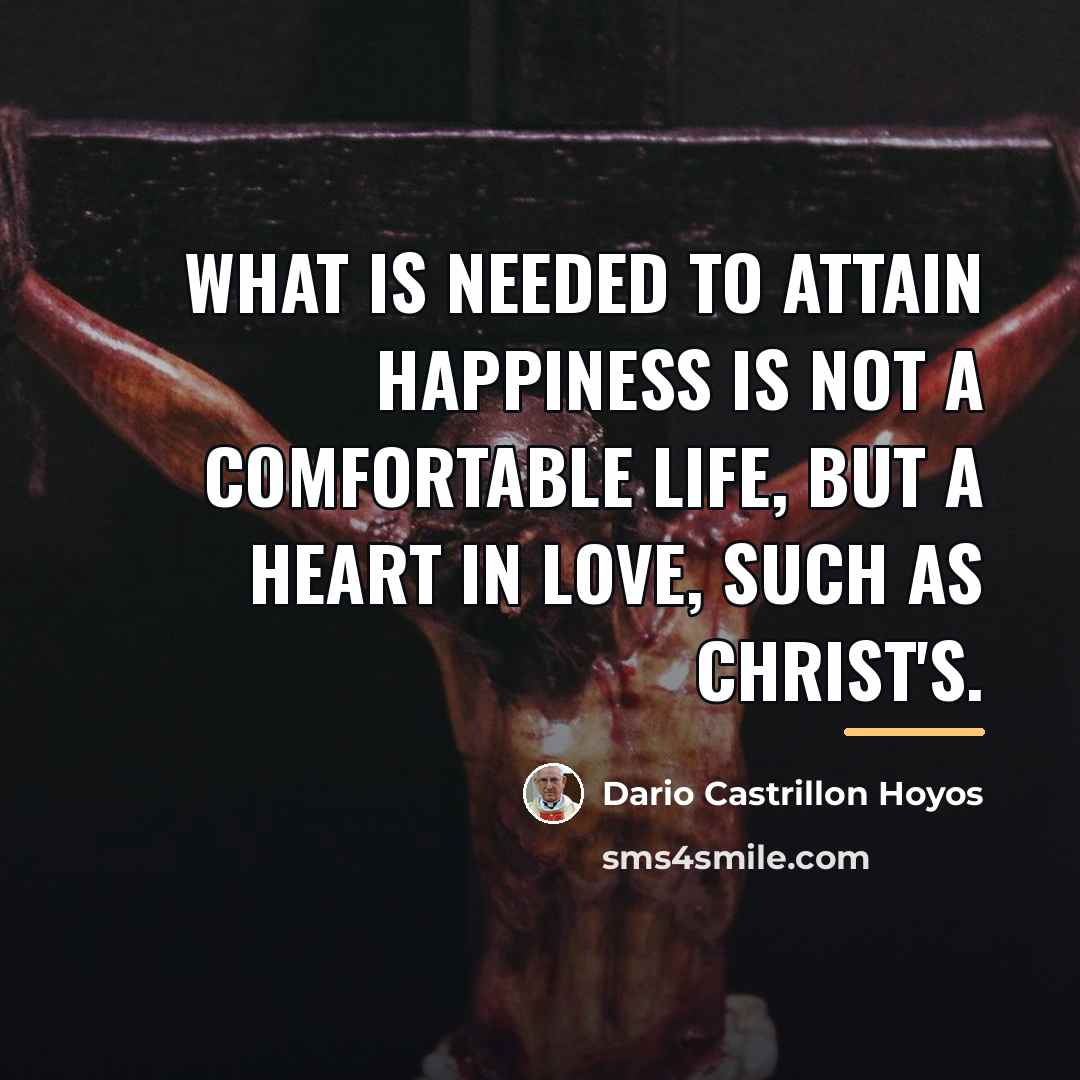 “What is needed to attain happiness is not a comfortable…” quote by Dario Castrillon Hoyos
