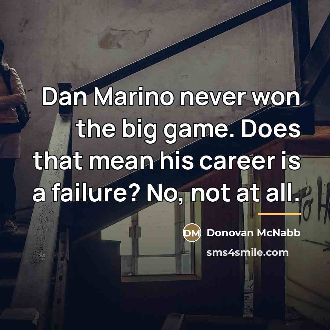 “Dan Marino never won the big game. Does that mean…” quote by Donovan McNabb