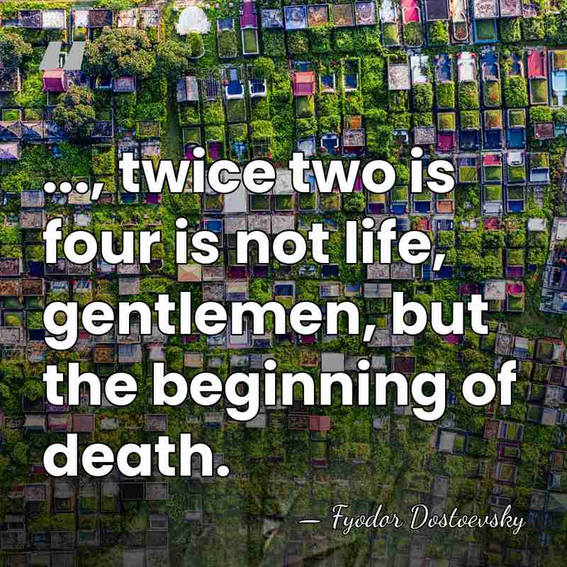 ..., twice two is four is not life, gentlemen, but the beginning&hellip; - Fyodor Dostoevsky