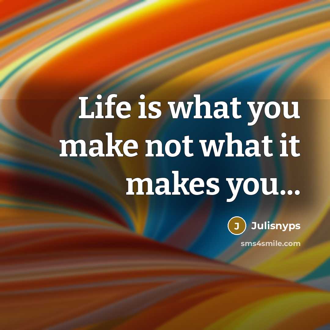 “Life is what you make not what it makes you...” quote by Julisnyps