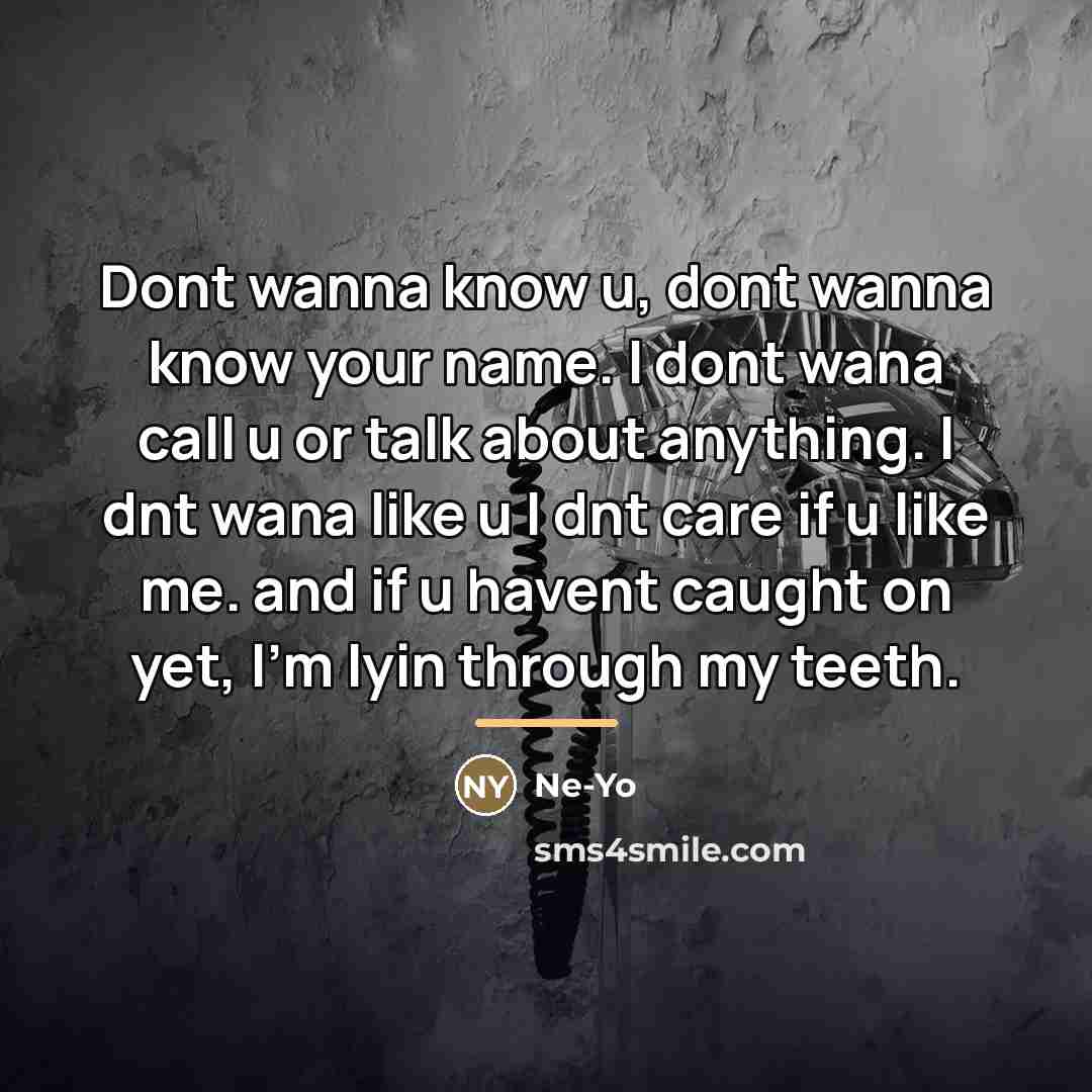 “Dont wanna know u, dont wanna know your name. I…” quote by Ne-yo