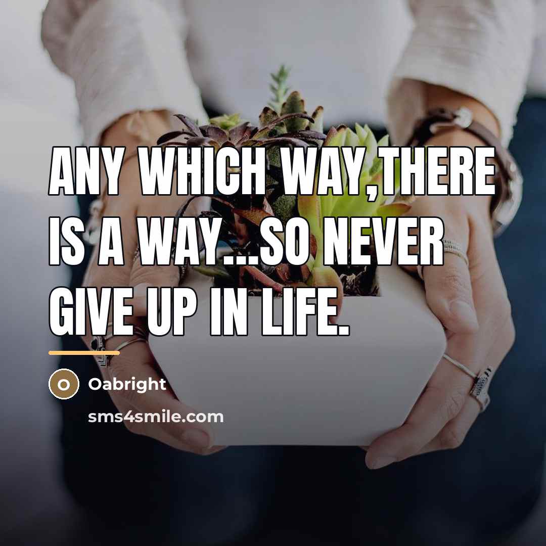 “Any which way,there is a way...so never give up in…” quote by Oabright