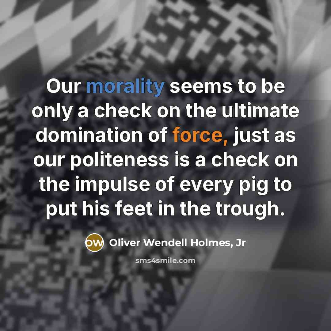 “Our morality seems to be only a check on the…” quote by Oliver Wendell Holmes, Jr