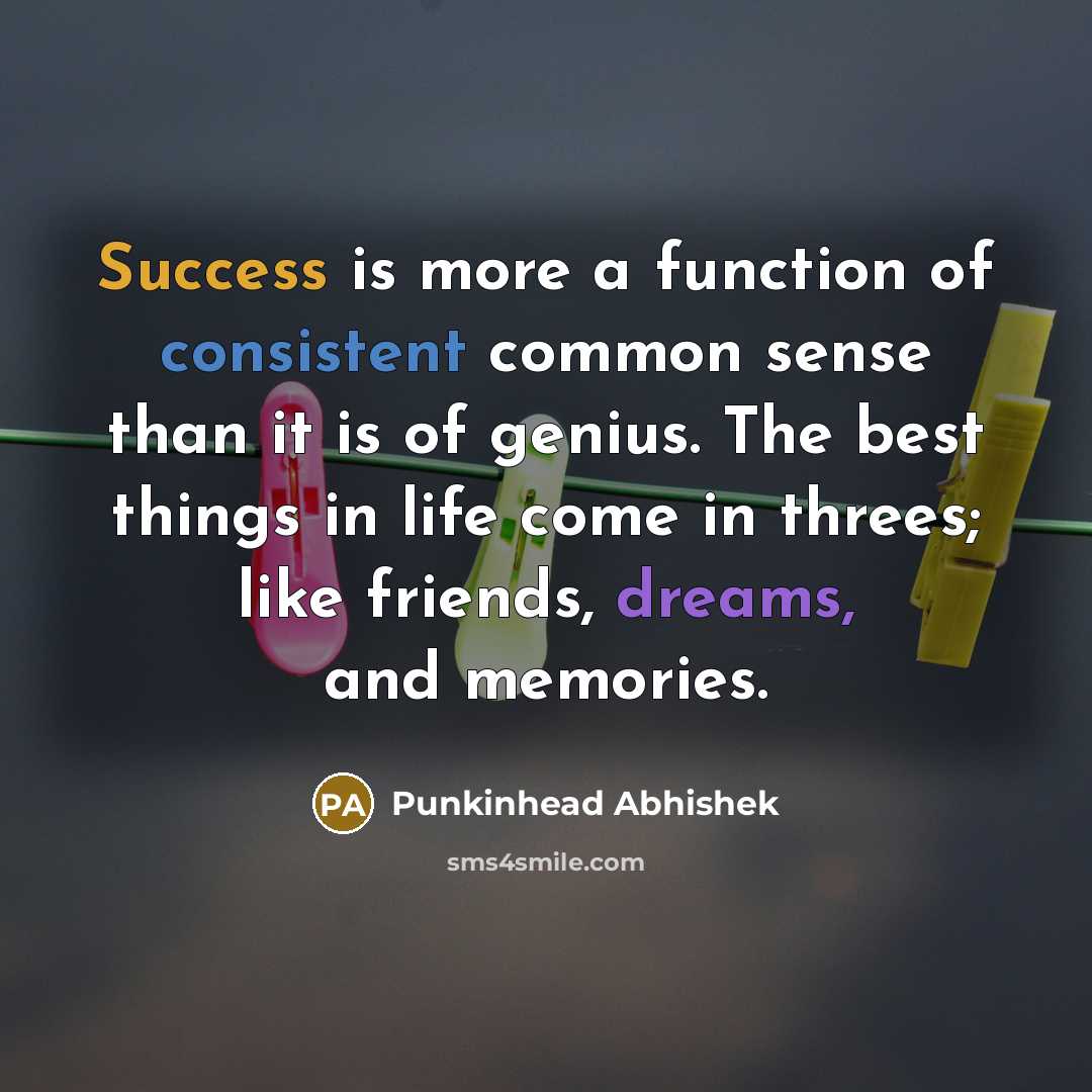“Success is more a function of consistent common sense than…” quote by Punkinhead Abhishek