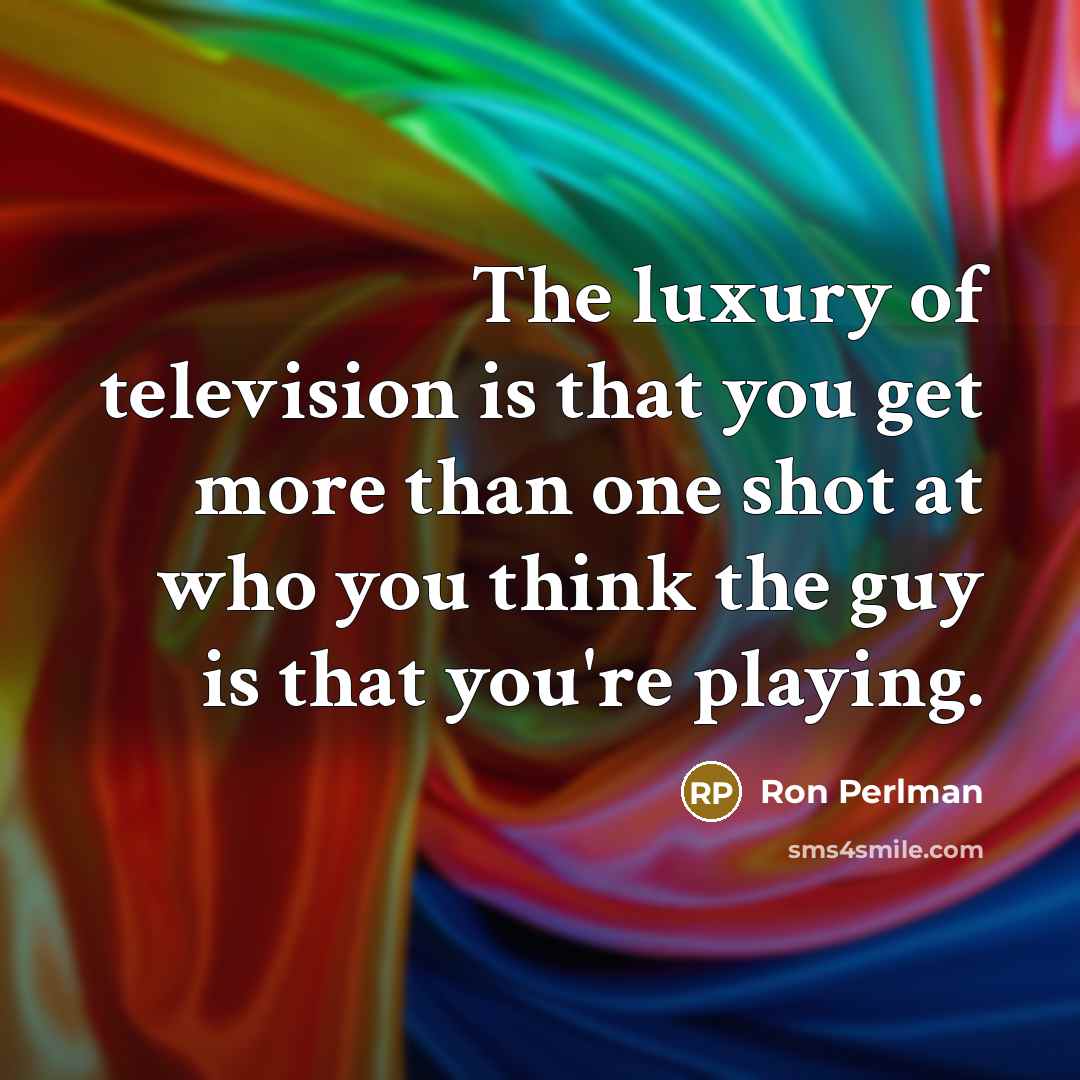 “The luxury of television is that you get more than…” quote by Ron Perlman