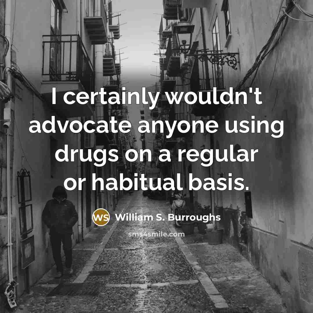 “I certainly wouldn't advocate anyone using drugs on a regular…” quote by William S. Burroughs