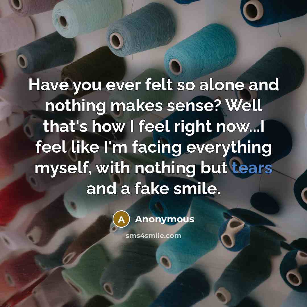 “Have you ever felt so alone and nothing makes sense?…” quote by Anonymous