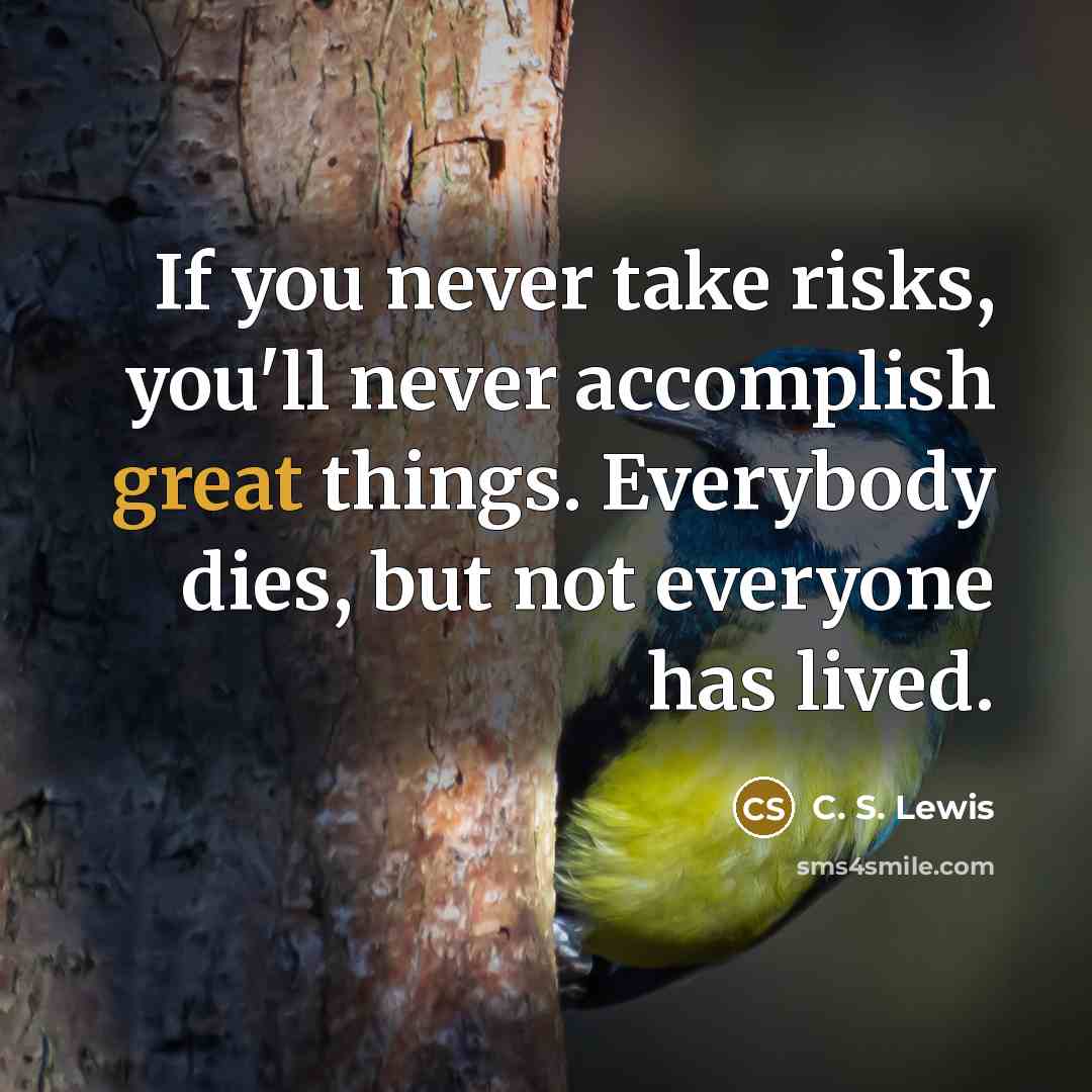 “If you never take risks, you'll never accomplish great things.…” quote by C. S. Lewis