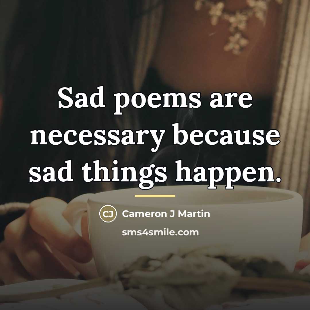 “Sad poems are necessary because sad things happen.…” quote by Cameron J Martin