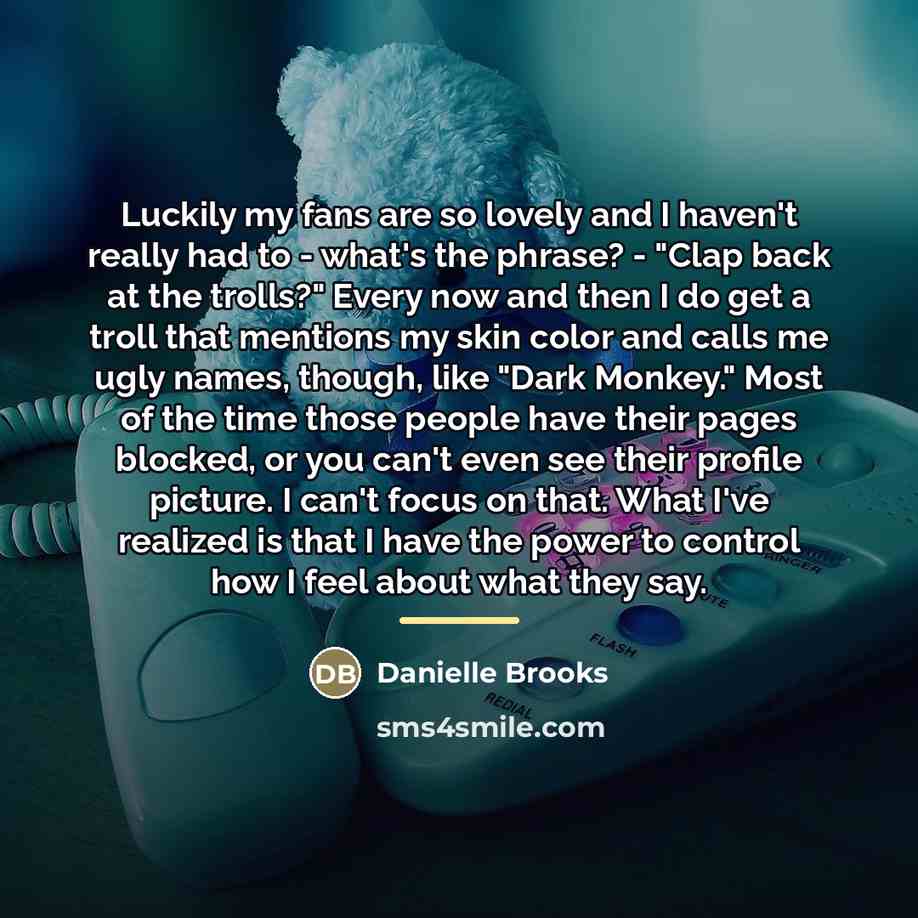 “Luckily my fans are so lovely and I haven't really…” quote by Danielle Brooks