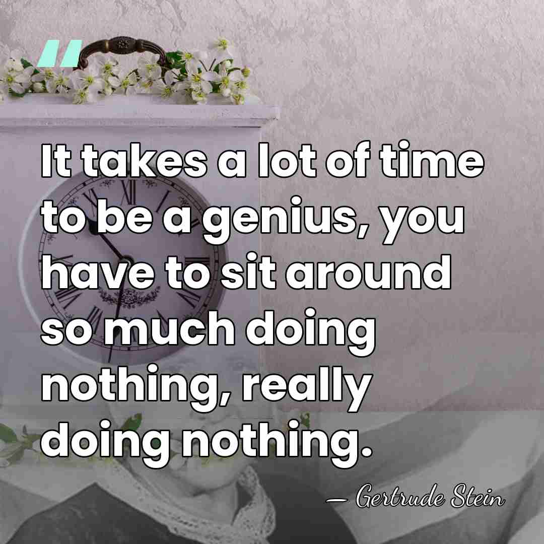It takes a lot of time to be a genius, you have&hellip; - Gertrude Stein