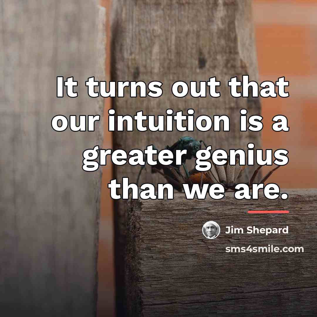 “It turns out that our intuition is a greater genius…” quote by Jim Shepard