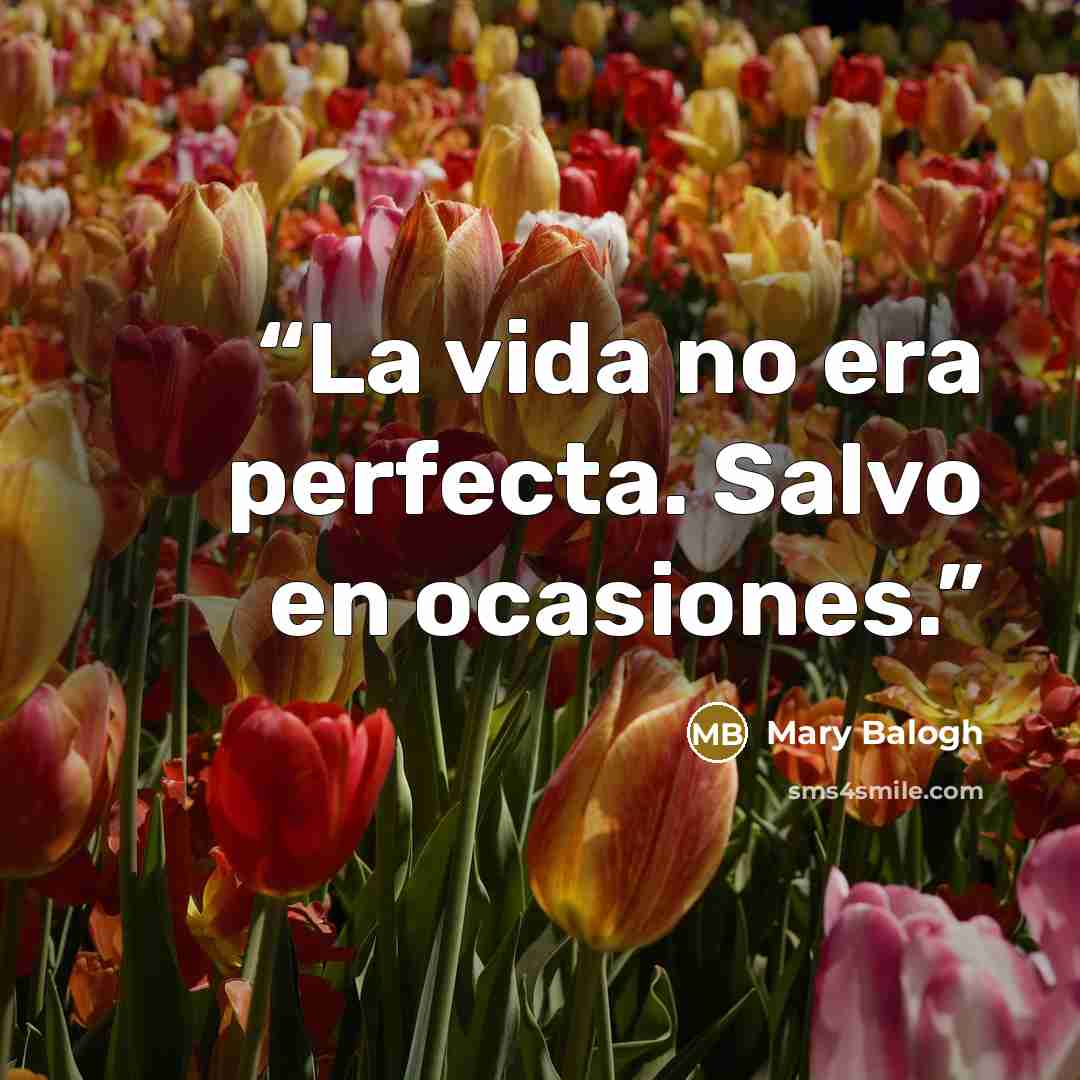 “La vida no era perfecta. Salvo en ocasiones.” quote by Mary Balogh