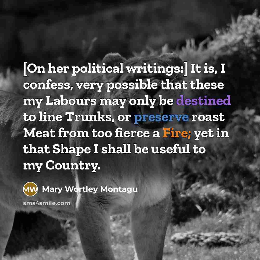 “[On her political writings:] It is, I confess, very possible…” quote by Mary Wortley Montagu
