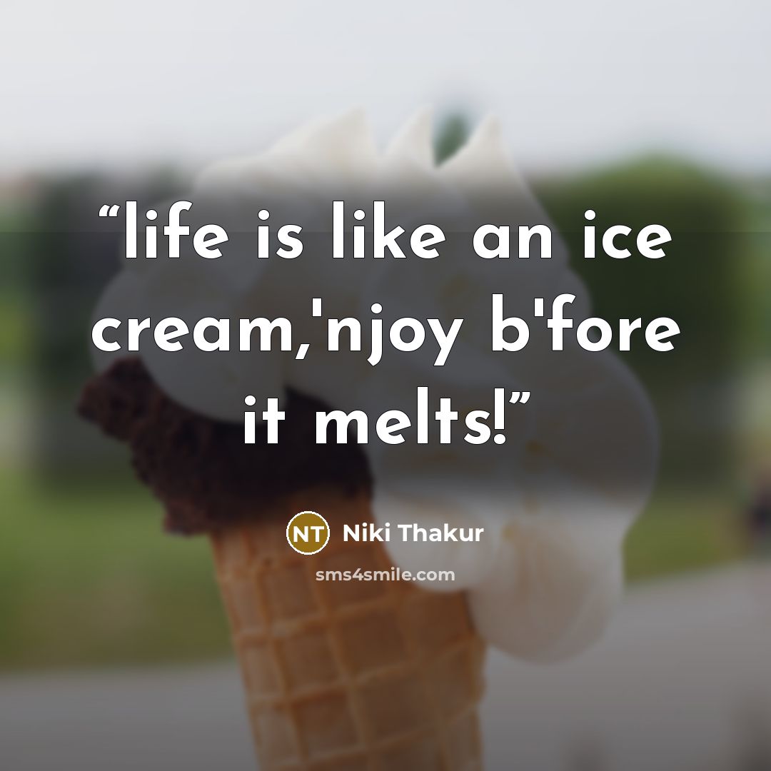 “life is like an ice cream,'njoy b'fore it melts!” quote by Niki Thakur