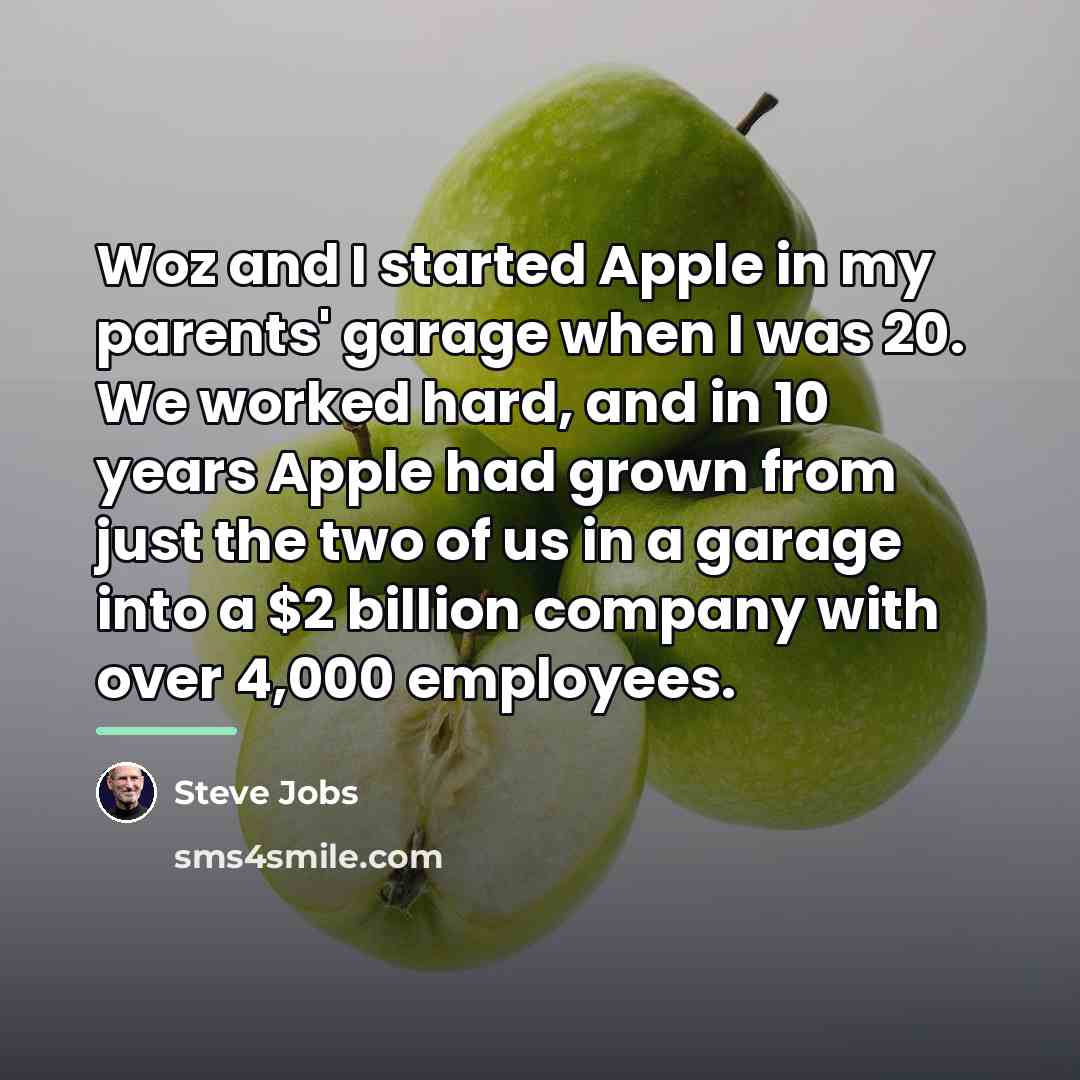 “Woz and I started Apple in my parents' garage when…” quote by Steve Jobs